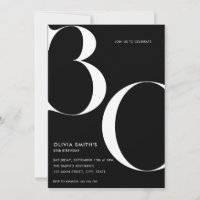 Minimalistisch Black Modern Chic 30. Geburtstag