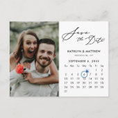 Minimalistisch Black Modern Script Foto Save the D Ankündigungspostkarte (Vorderseite)