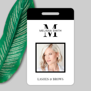 Minimalistisch Black Monogram Foto Beauty Salon ID Ausweis