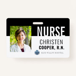 Minimalistisch Black Nurse RN Hospital Foto ID Ausweis