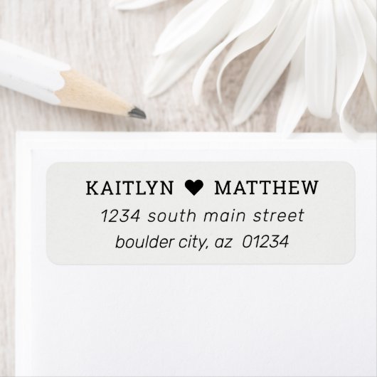 Minimalistisch Black on Grey Couple's Rücksendeadr (Insitu)