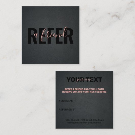 Minimalistisch Black Pink Refer a Friend Empfehlungskarte (Vorne/Hinten)