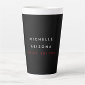 Minimalistisch Black Red Beruflich Modern Name Milchtasse (Vorderseite)