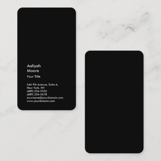 Minimalistisch Black Schlicht Modern Beruflich Visitenkarte (Vorne/Hinten)