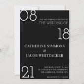 Minimalistisch Black Silver White Wedding Einladung (Vorderseite)