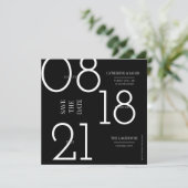 Minimalistisch Black Silver White Wedding Save The Date (Stehend Vorderseite)