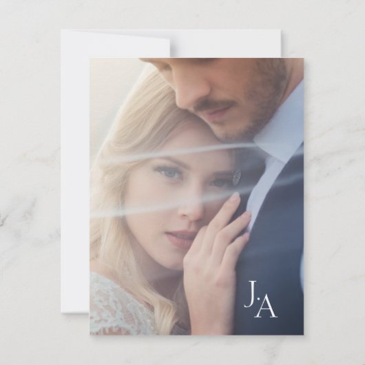 Minimalistisch Black Simple Script Foto Wedding Dankeskarte (Rückseite)