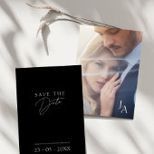 Minimalistisch Black Simple Script Foto Wedding Save The Date