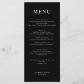 Minimalistisch Black Simple Wedding Menu Card Menükarte (Vorderseite)