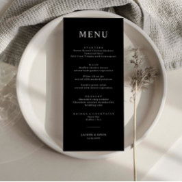 Minimalistisch Black Simple Wedding Menu Card Menükarte