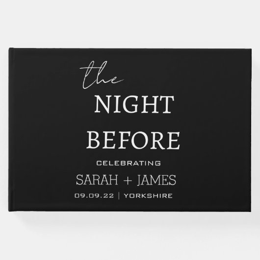 Minimalistisch Black the Night Before Wedding Part Gästebuch (Vorderseite)