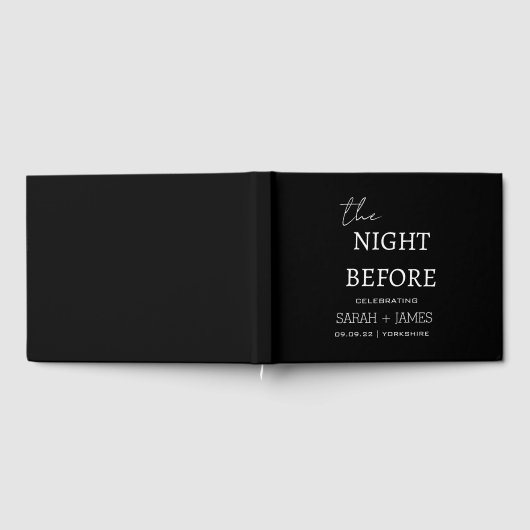 Minimalistisch Black the Night Before Wedding Part Gästebuch (Voll)