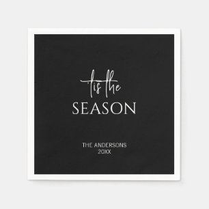 Minimalistisch Black Tis The Season Weihnachtsfeie Serviette