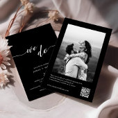 Minimalistisch Black We Do QR Code Foto Hochzeit Einladung