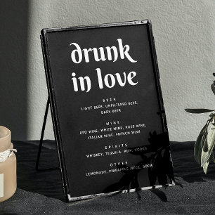 Minimalistisch Black Wedding Bar Sign Betrunken Poster