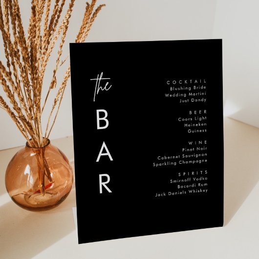 Minimalistisch Black Wedding Bar Sockelschild