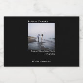 Minimalistisch Black Wedding Foto Liebe & Danke Mi Alkoholflaschenetikett (Einzelnes Label)