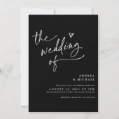 Minimalistisch Black Wedding Modern QR Code Elegan Einladung (Vorderseite)