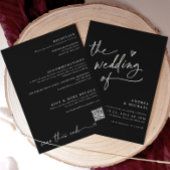Minimalistisch Black Wedding Modern QR Code Elegan Einladung