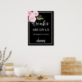 Minimalistisch Black Wedding Open Bar Sign Poster (Küche)