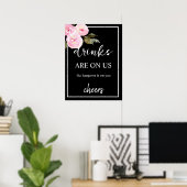 Minimalistisch Black Wedding Open Bar Sign Poster (Heimbüro)