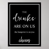 Minimalistisch Black Wedding Open Bar Sign Poster (Vorne)