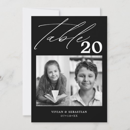 Minimalistisch Black Wedding Tischnummer Zwei Bild (Vorderseite)