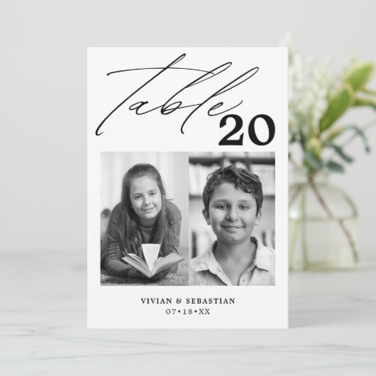 Minimalistisch Black Wedding Tischnummer Zwei Bild (Stehend Vorderseite)