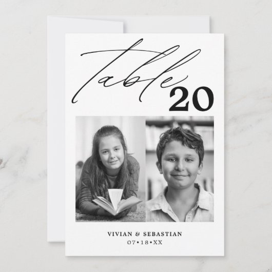 Minimalistisch Black Wedding Tischnummer Zwei Bild (Rückseite)