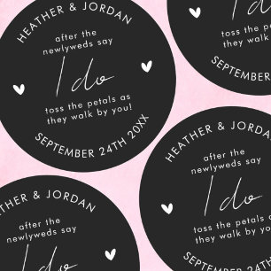 Minimalistisch Black Wedding Toss Me Confetti Gefa Runder Aufkleber