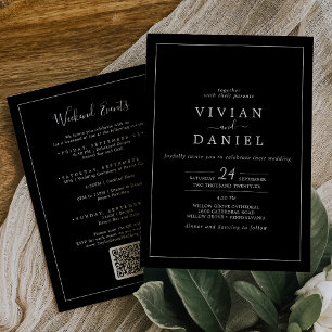 Minimalistisch Black Weekend Events QR Code Wedd Einladung