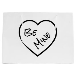 Minimalistisch Black & White Be Mine Personalisier Große Geschenktüte