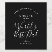 Minimalistisch Black & White Cheers Weltbeste Vate Weinetikett (Einzelnes Label)