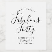 Minimalistisch Black & White Fabulous Vierty Weinetikett (Einzelnes Label)