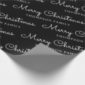 Minimalistisch Black&White frohe Weihnachtsfamilie Geschenkpapier (Ecke)