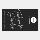 Minimalistisch Black & White Vielen Dank Business Rechteckiger Aufkleber (Vorderseite)