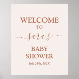 Minimalistisch Blass Pink Babydusche Mädchen Begrü Poster