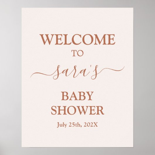 Minimalistisch Blass Pink Babydusche Mädchen Begrü Poster (Vorne)