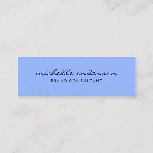 Minimalistisch Blau mit kursivem Text Mini Visitenkarte (Vorderseite)
