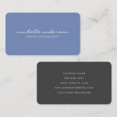 Minimalistisch Blau mit kursivem Text Visitenkarte (Vorne/Hinten)