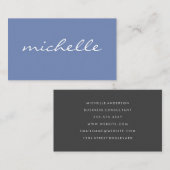 Minimalistisch Blau mit kursivem Text Visitenkarte (Vorne/Hinten)