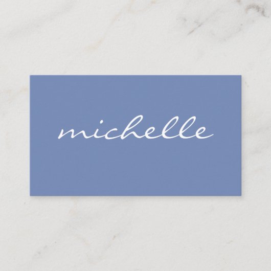 Minimalistisch Blau mit kursivem Text Visitenkarte (Vorderseite)
