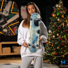 Minimalistisch Blau und Gelb Abstrakt Geometrisch Skateboard