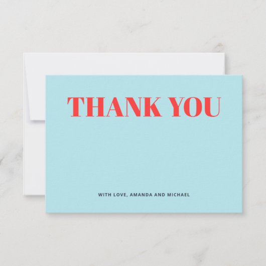 Minimalistisch Blau und Rot Dankeskarte (Vorderseite)