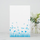 Minimalistisch Blau- und Weißblütenblüte Briefpapier (Stehend Vorderseite)
