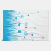 Minimalistisch Blau- und Weißblütenblüte Handtuch (Horizontal)