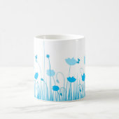 Minimalistisch Blau- und Weißblütenblüte Kaffeetasse (Mittel)