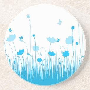 Minimalistisch Blau- und Weißblütenblüte Untersetzer