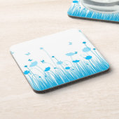 Minimalistisch Blau- und Weißblütenblüte Untersetzer (Linke Seite)