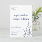 Minimalistisch-Blau-Weiß-Hochzeit Einladung (Stehend Vorderseite)